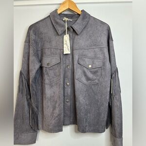 Fringe Back Faux Suede Jacket from Mystree NWT Large